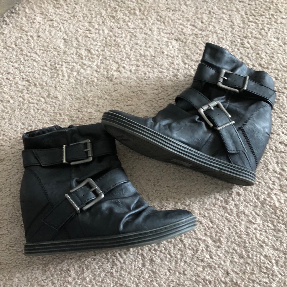 Blowfish Black Ankle Boots with Buckle Detail